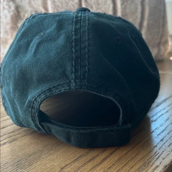 Black Distressed Embroidered Cap - Picture 2 of 4
